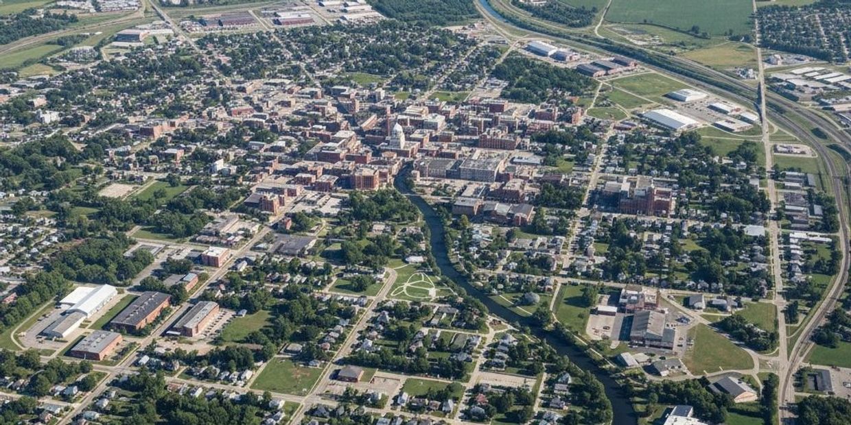 Aerial view of Goshen, Indiana
