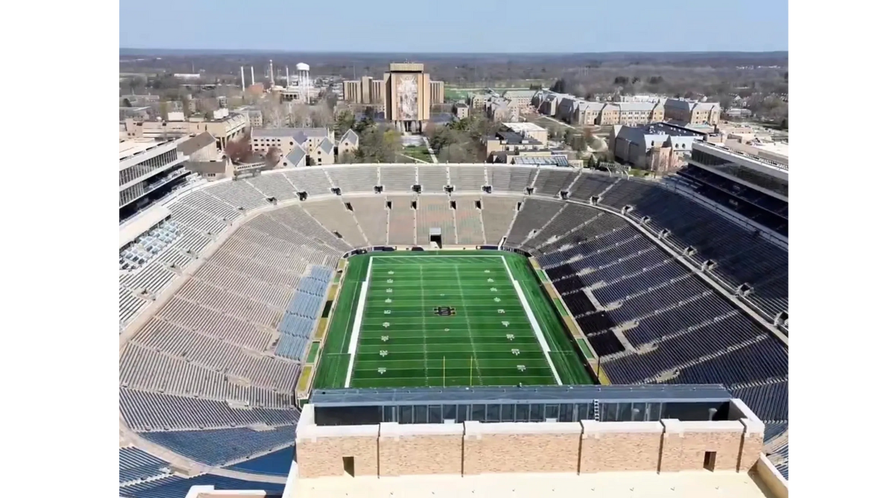 Image of Notre Dame stadium taken by Aerial One Visuals.