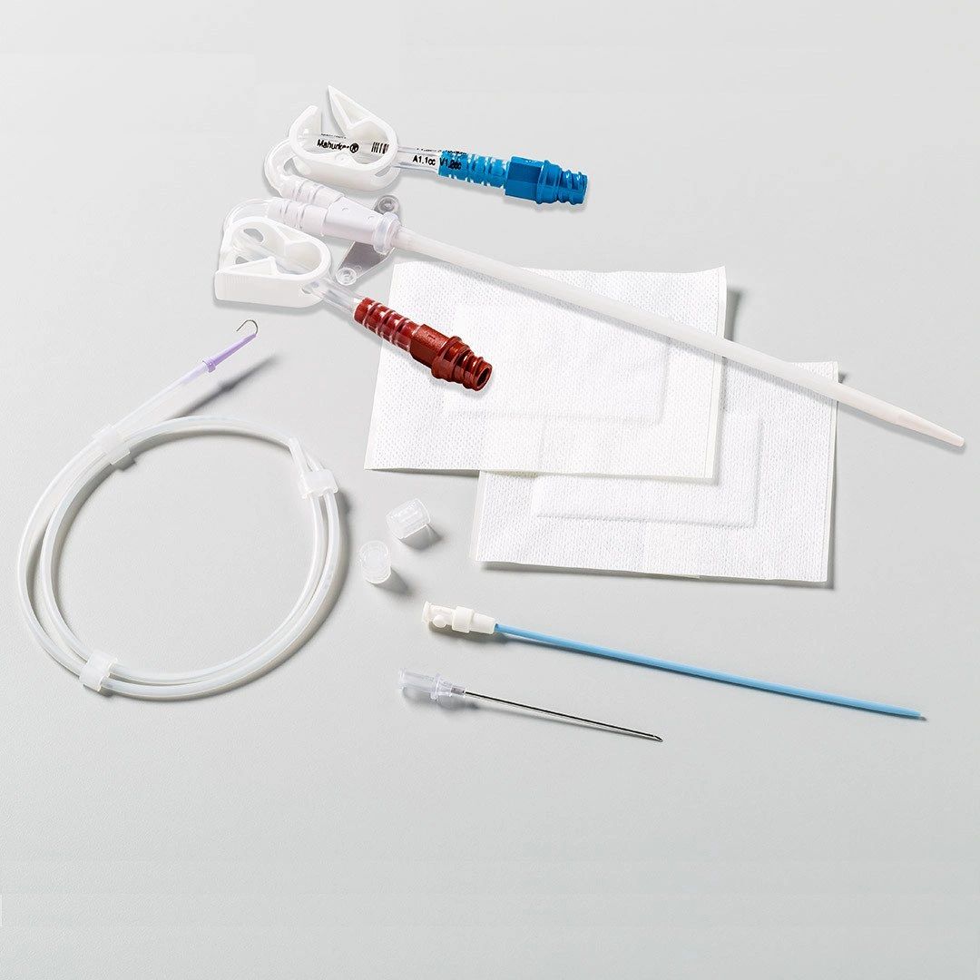 CATETER PARA HEMODIALISIS MAHURKAR (KIT) CON EXTENSIONES CURVAS 11.5 FR