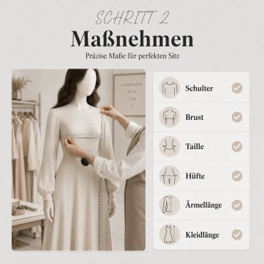 A woman is being measured for a dress to ensure perfect fit and precise measurements.