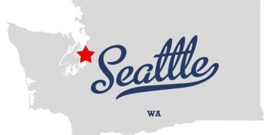 Map highlighting Seattle in Washington state.