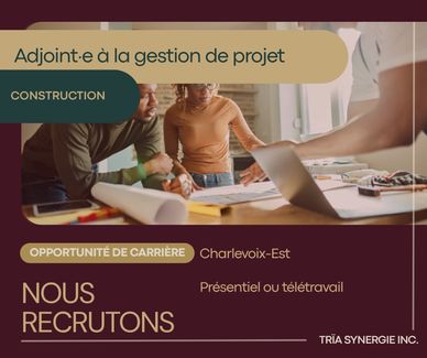Annonce de recrutement pour un adjoint à la gestion de projet en construction.
