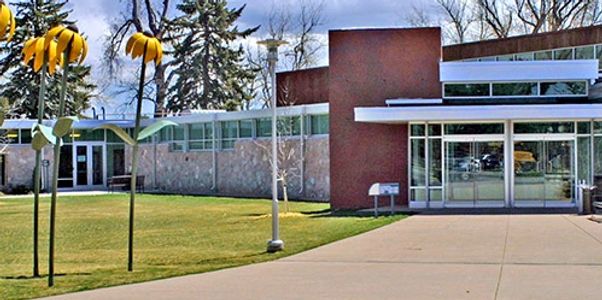 Front of the Littleton Historical Museum and walkway leading up to the Museum.