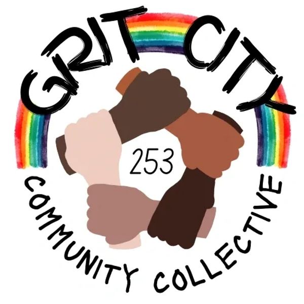Grit City Community Collective surrounds hands holding eachother around the area code number 253
