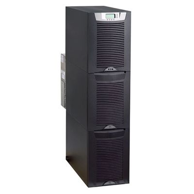 Tall black server or UPS unit with a digital display.