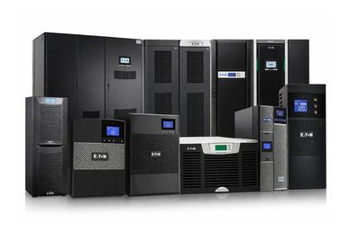 Various Eaton UPS systems displayed in a row.