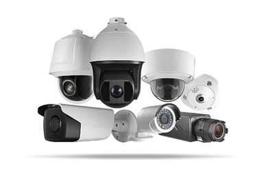 A collection of various surveillance security cameras.