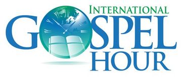 Logo for International Gospel Hour featuring a globe and an open Bible.