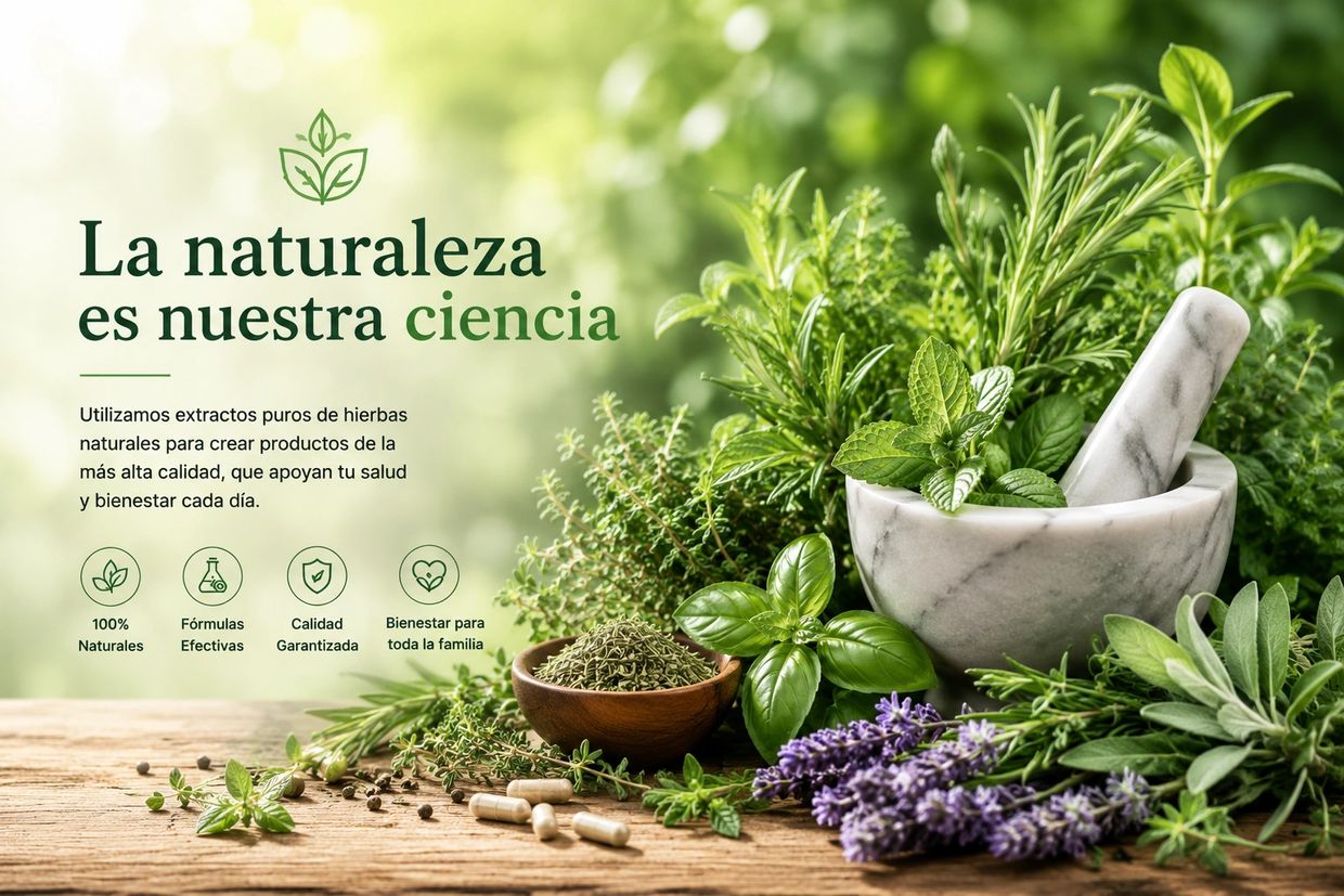 Extractos puros de hierbas naturales para bienestar y salud familiar.