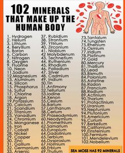 102 minerals that make up the human body.