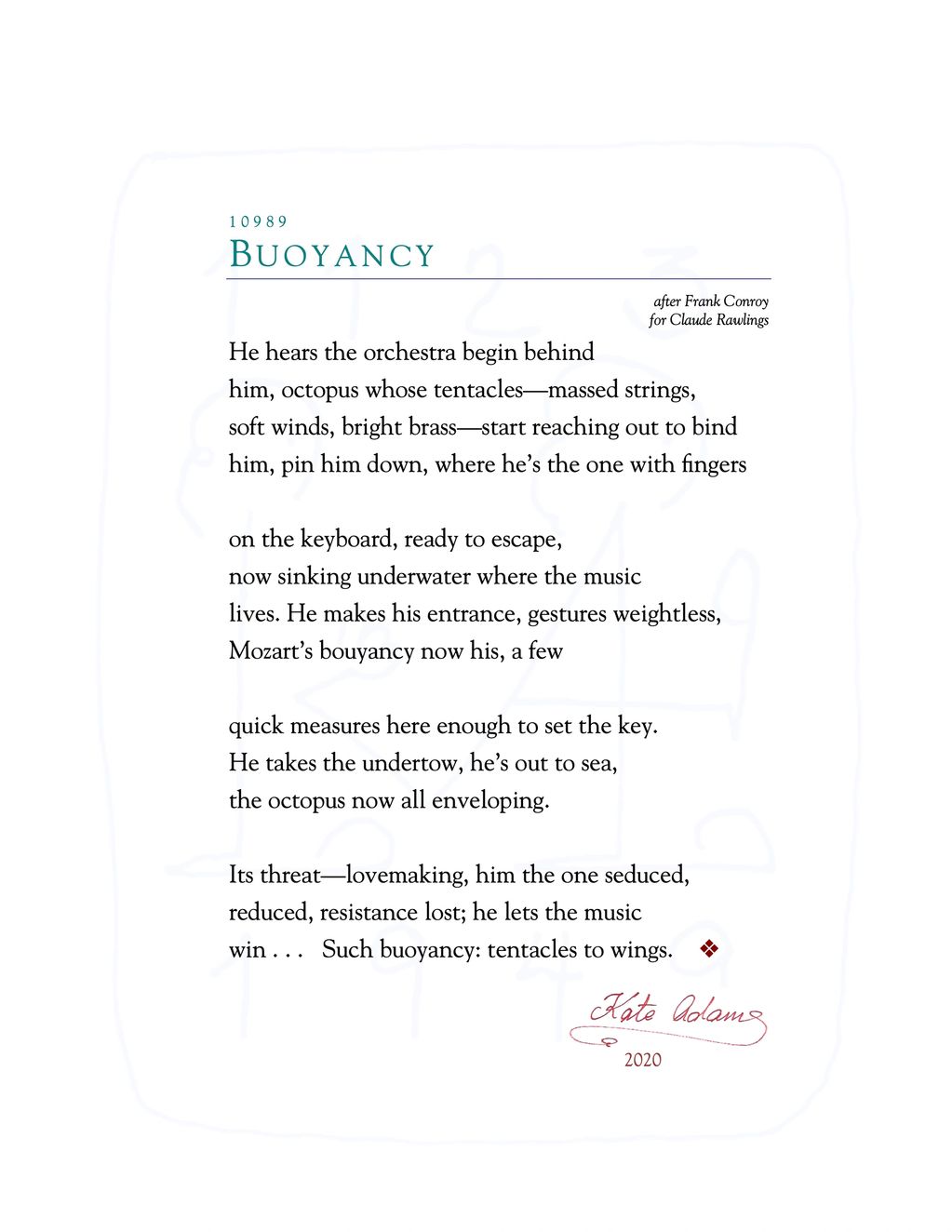 PDF of poem "Buoyancy"
Octopus, lovemaking, orchestra