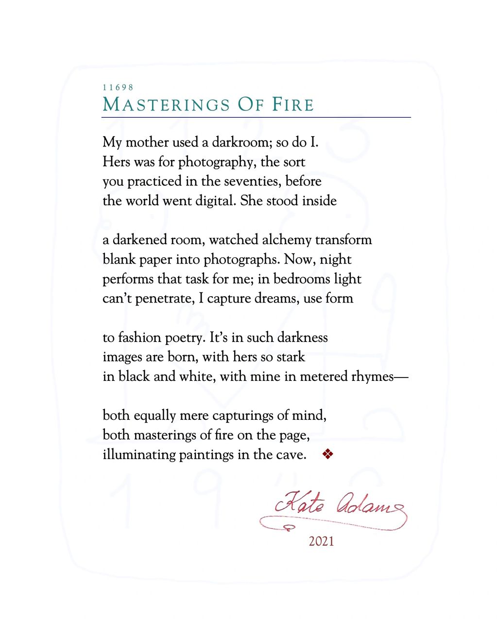PDF of poem "Masterings Of Fire"

darkroom, paintings, cave, photography