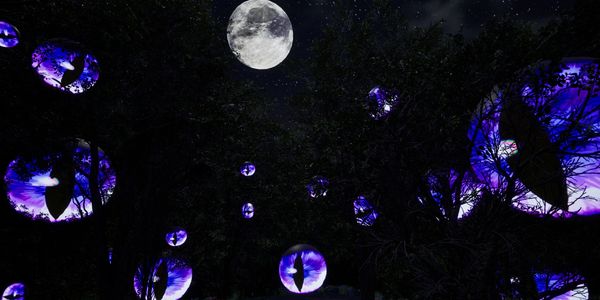 ominous eyeballs in night sky
