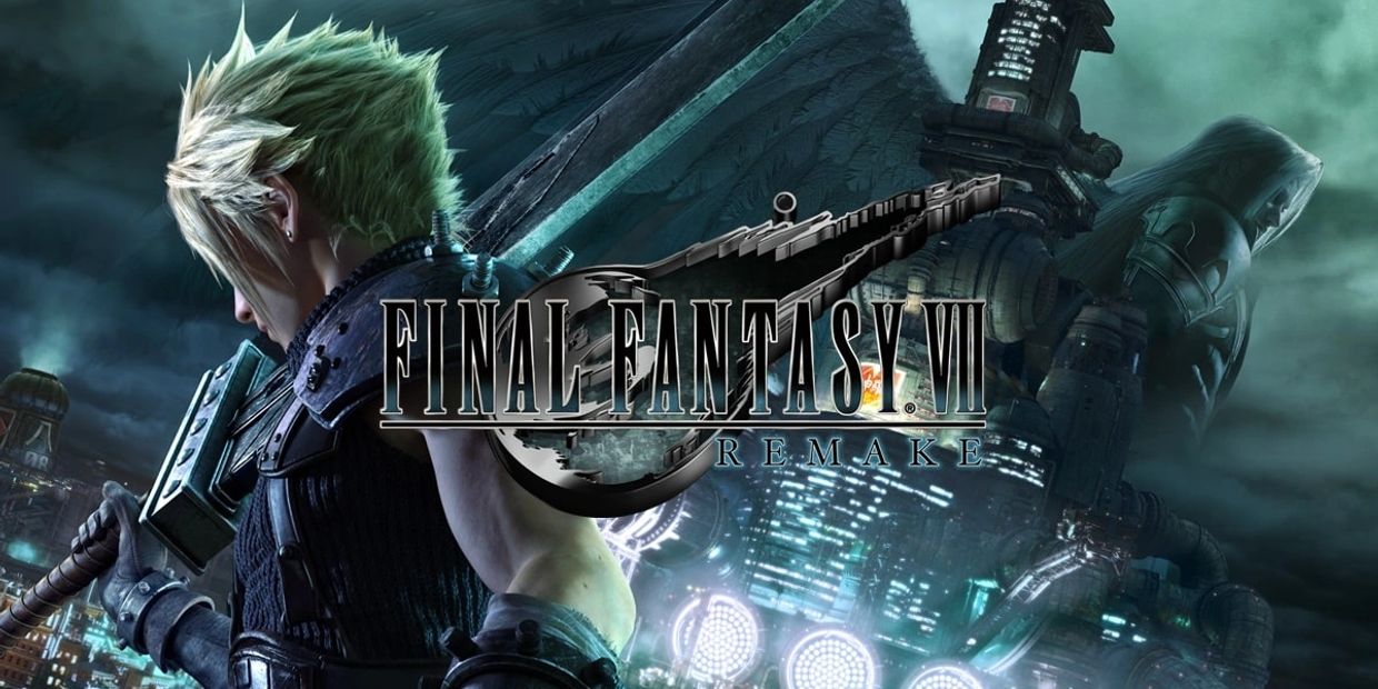 Cloud Strife with sword in Final Fantasy VII Remake.