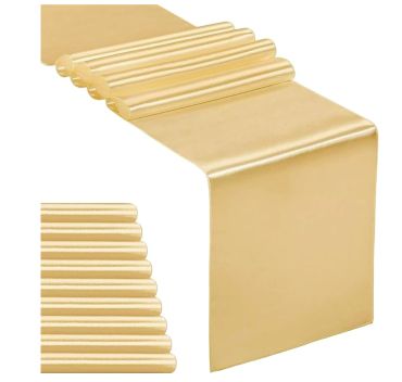 Elegant gold table runner with a ribbed texture design.