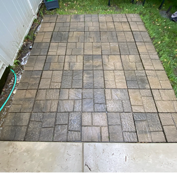 cleaned up a dirty patio makin it look brand new 