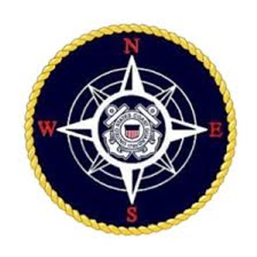 Emblem of the U.S. Coast Guard with compass and rope border.
