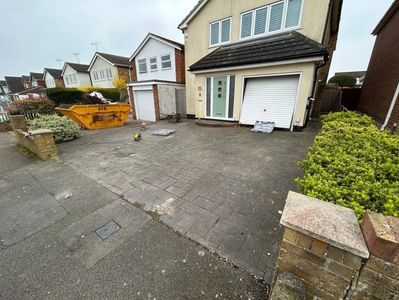 Old block paved driveway ready for removal and upgrade to a resin bound surface.