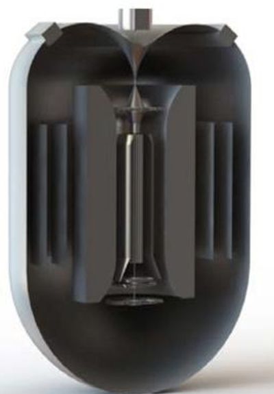 A 3D cross-section of a mixing reactor with baffles.







