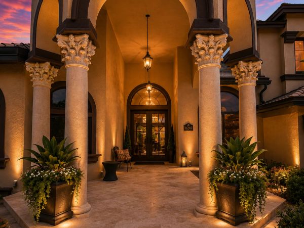 FRONT ENTRY PAVERS IN IVORY TRAVERTINE
