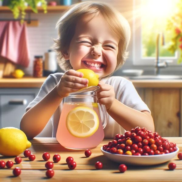 This is a child making pink lemonade with the help of miracle berries