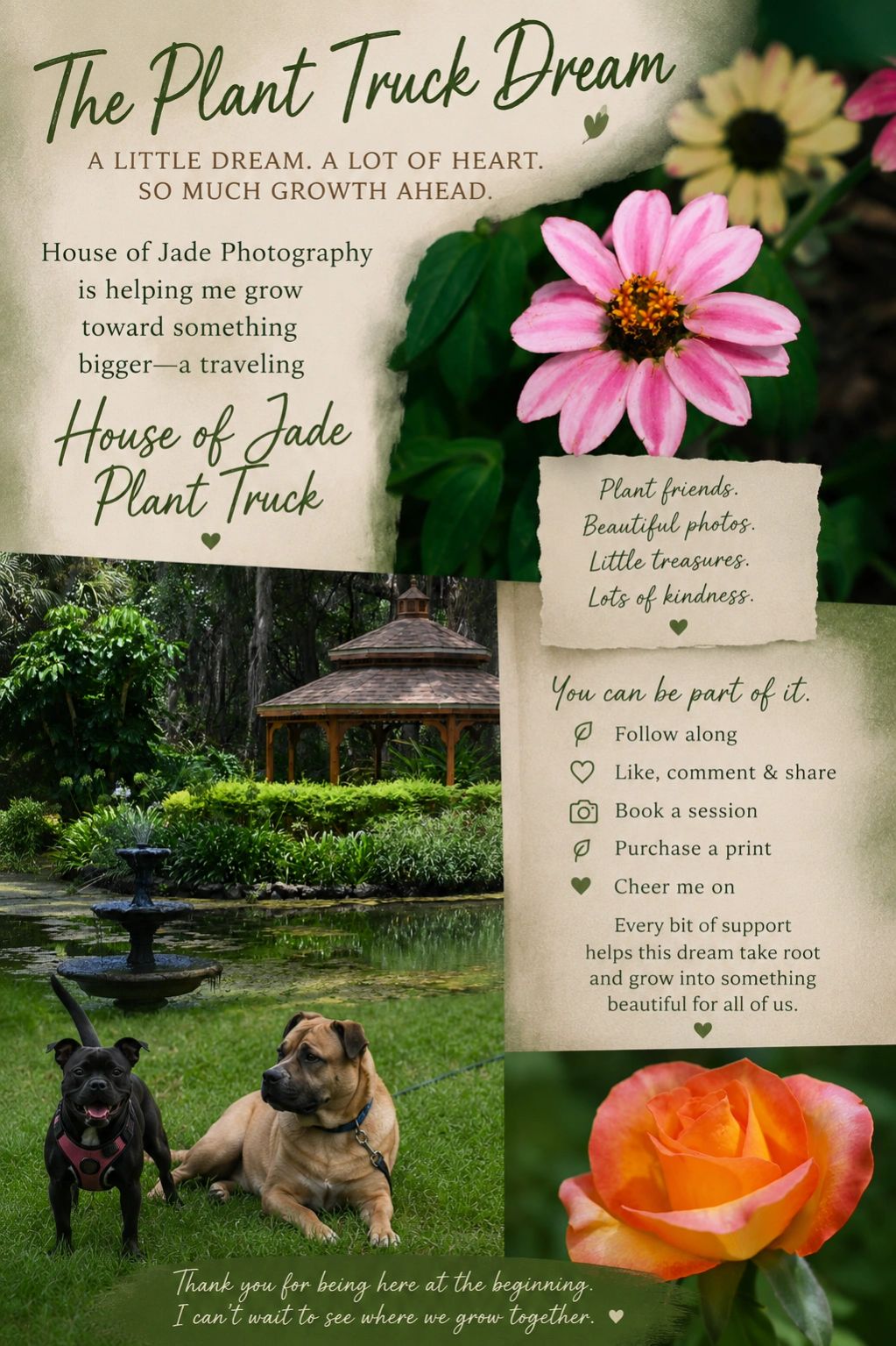 Announcement for House of Jade's new Plant Truck project with photos and support encouragement.