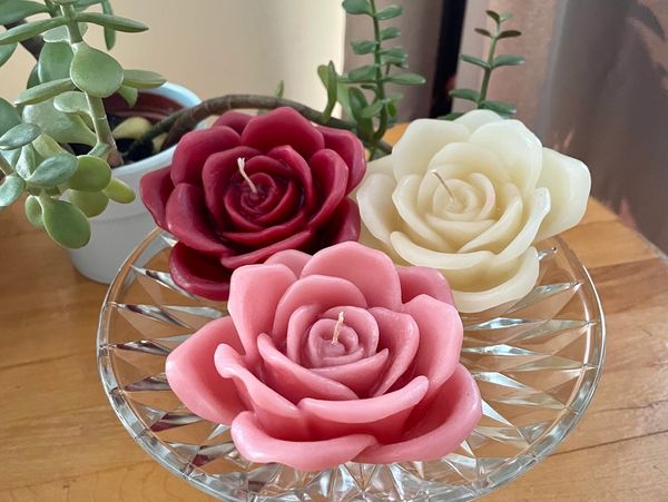 Rose Flower Beeswax Candles