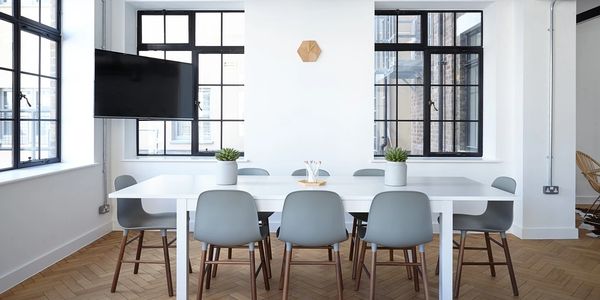 Corporate Office Conference Table with windows and Tv