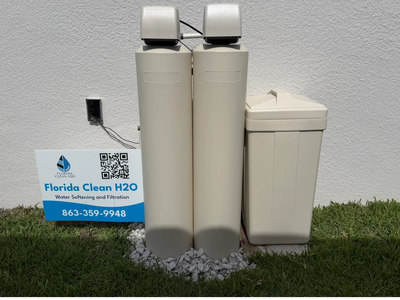 Two-tank whole-house water treatment system installed by Florida Clean H2O in Winter Haven, Florida
