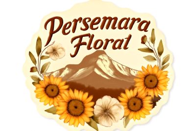Logo of Persemara Floral featuring sunflowers and a mountain.