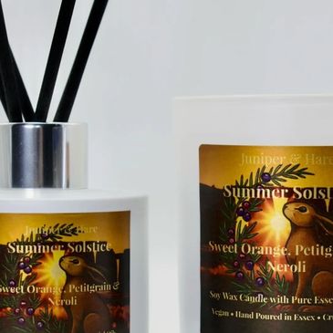 Summer Solstice scented candle and diffuser set.