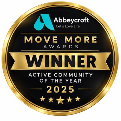 Move More Awards 2025 winner badge with gold and black design.