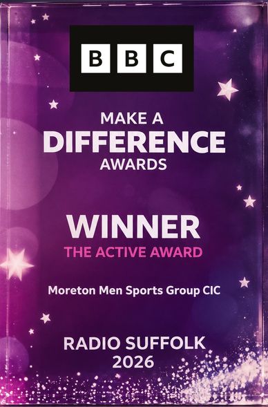 BBC Make a Difference Awards winner plaque for Moreton Men Sports Group CIC, 2026.