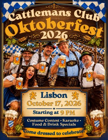 Oktoberfest 2026 celebration poster for Lisbon by Cattlemans Club.