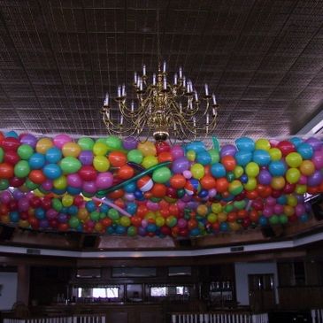 Rainbow balloon drop