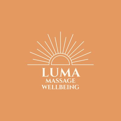 Logo for Luma Massage Wellbeing with a sun illustration.
