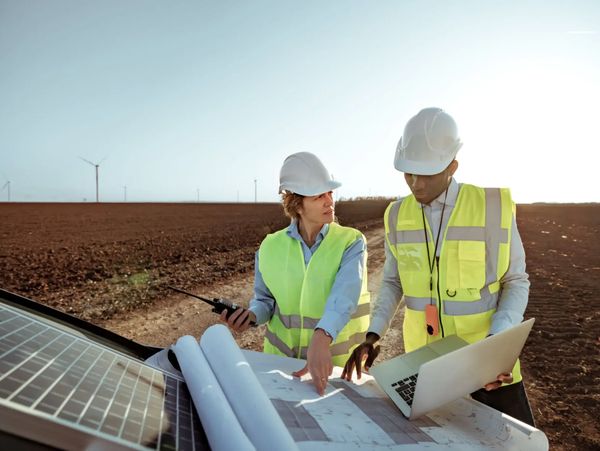 Workers inspecting projects