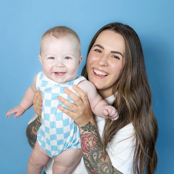 family photo of a mom and son