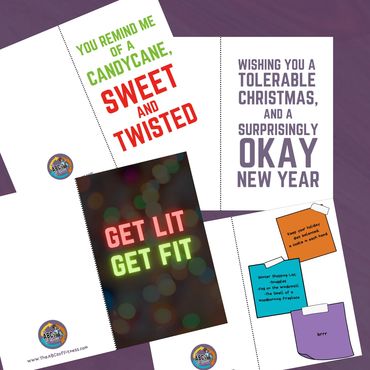 Funny Christmas card with humorous messages about candy canes and New Year wishes.