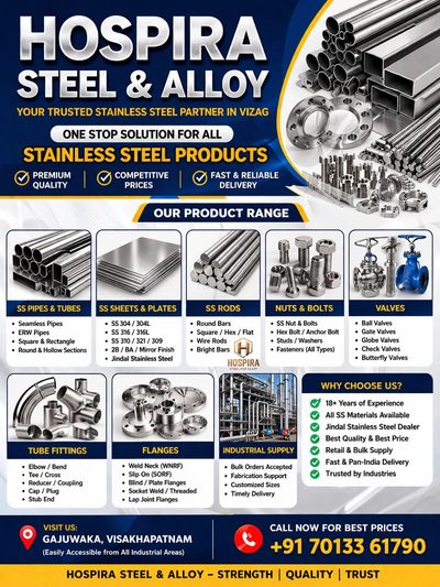  Jindal Stainless Steel Pipe Dealers in Visakhapatnam
SS 304 316 Sheet and Plate Suppliers in Vizag