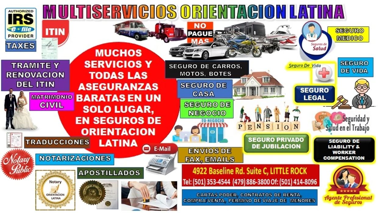 TAXES, ITIN, MULTISERVICIOS Y TODAS LAS ASEGURANZAS BARATAS EN UN SOLO LUGAR EN ORIENTACION LATINA