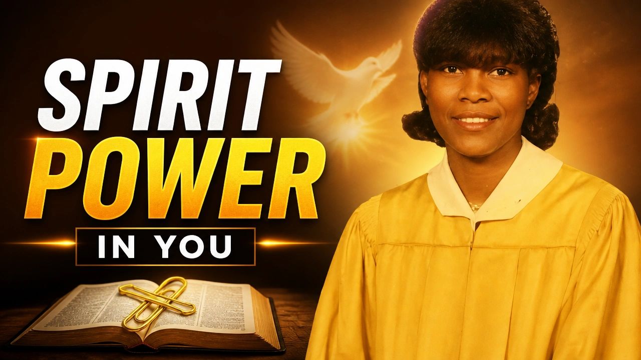 A smiling woman in a yellow robe with the text Spirit Power in You.