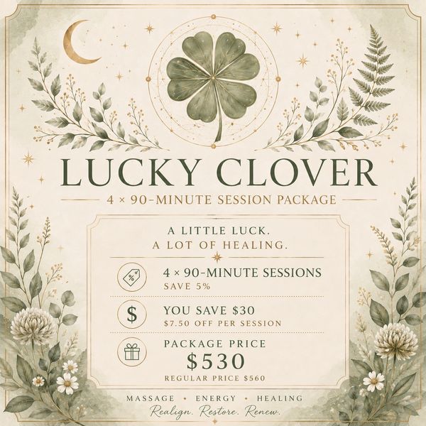 Elegant Lucky Clover 4-session package for healing and savings.