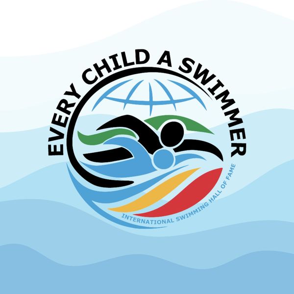 Logo with swimmers and the text 'Every Child a Swimmer'.