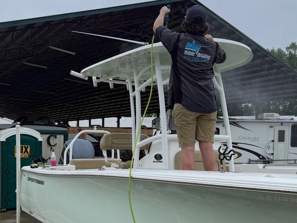 Mobile boat detailing on Lake Lanier by Sliq Mobile Detailing