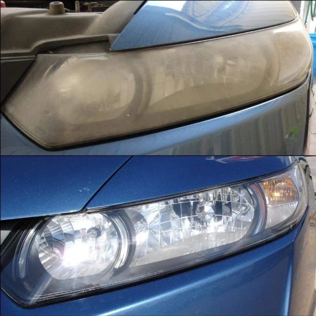 Before and after headlight restoration in Braselton, GA