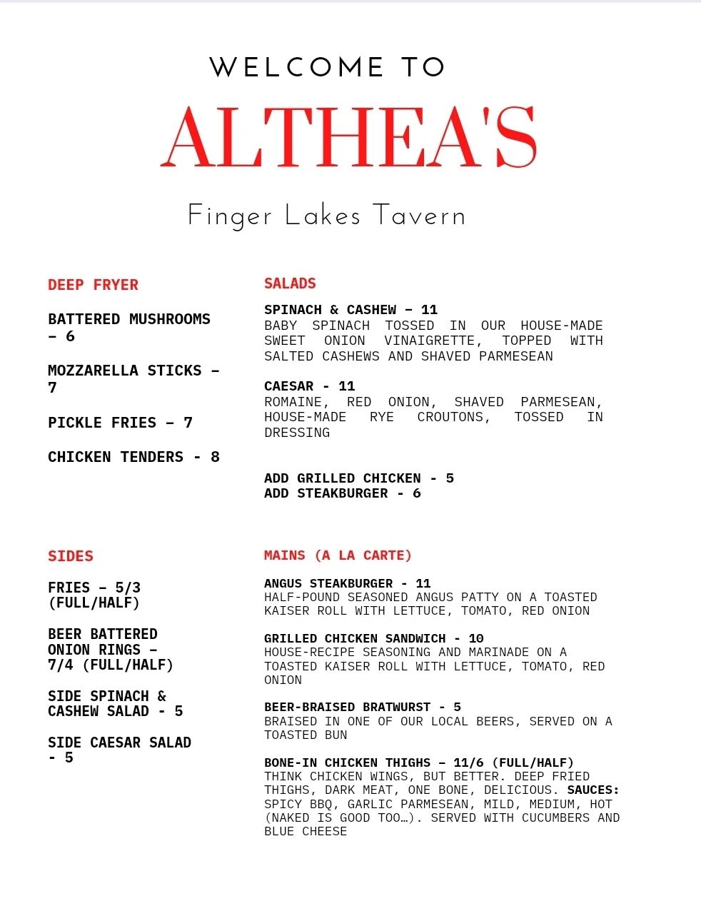 Althea's Finger Lakes Tavern
