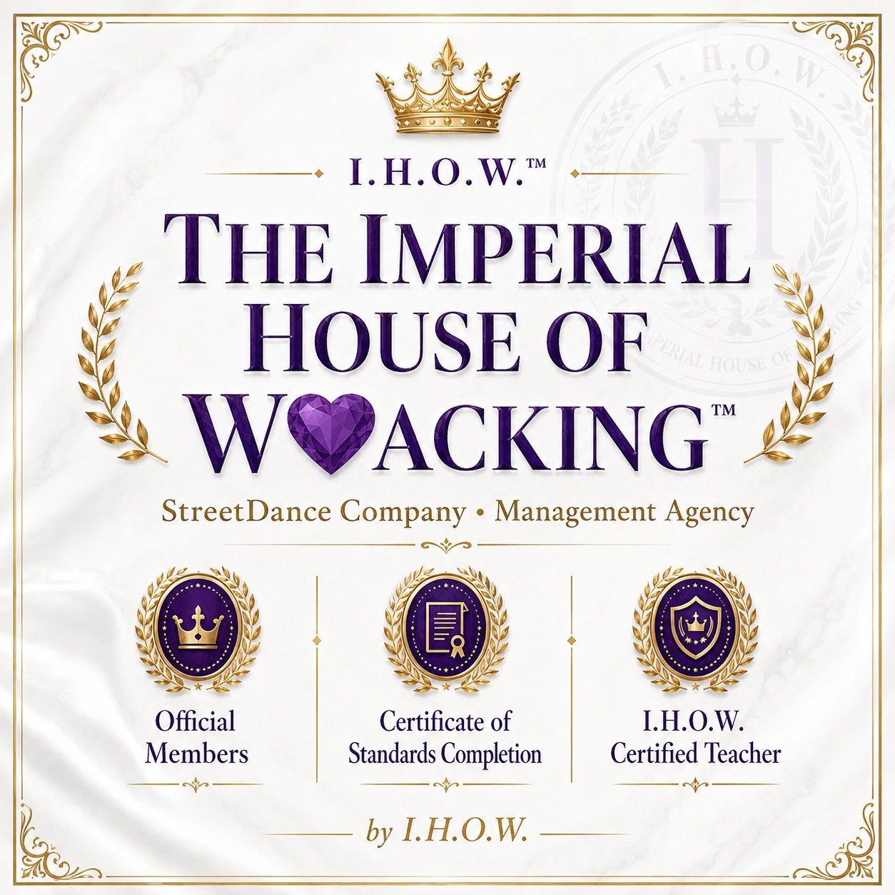 Logo of The Imperial House of Wacking street dance company.