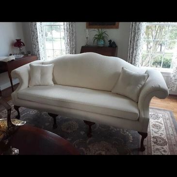 Upholstered Sofa with pillows. Buttons. Chester Springs. pottstown