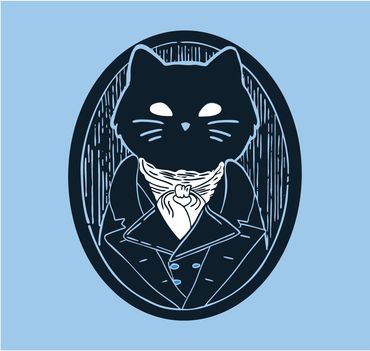 Rebecca Miller Illustration - Darcy Cat - Dapper and elegant blue and black cat in Regency clothing.
